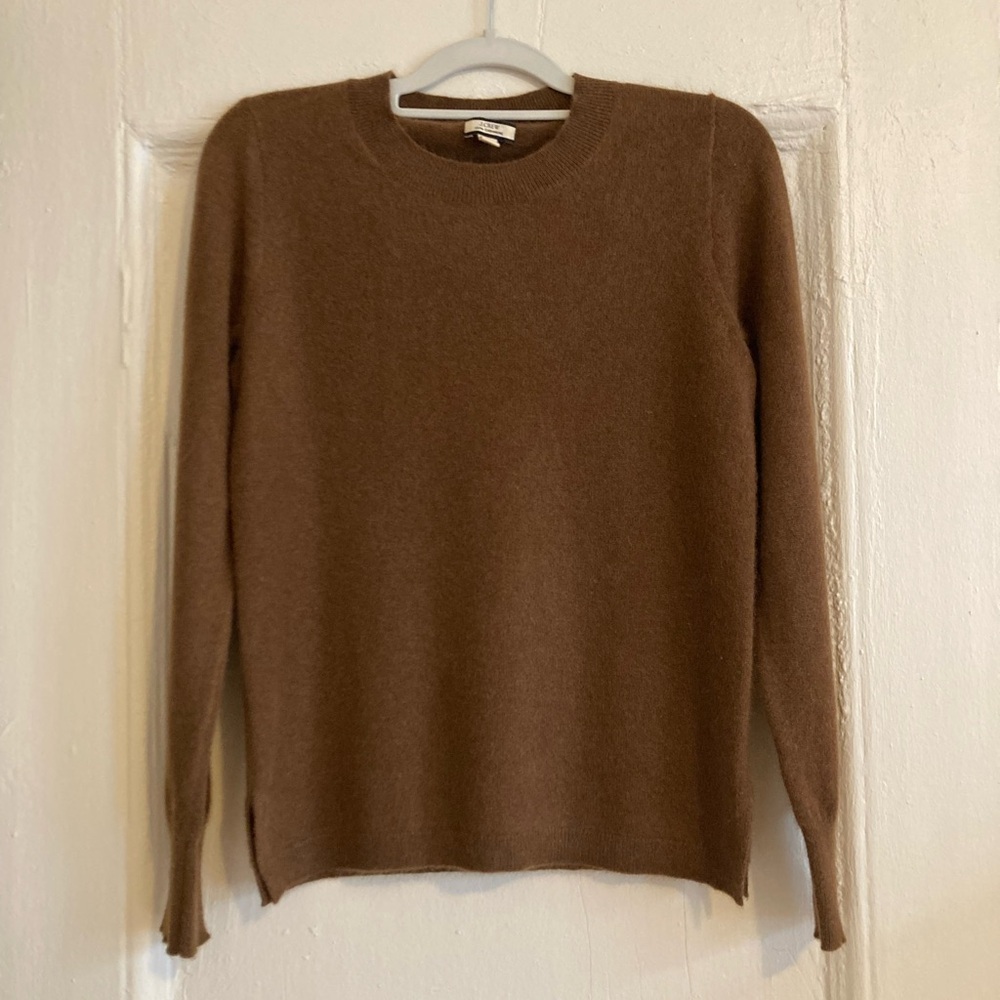 Jcrew 100% Cashmere Crewneck Sweater, Chestnut Brown, Size Small
